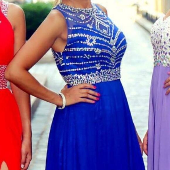 A-Line/Princess Beading Scoop Sleeveless Floor Length Dress 4 - Picture 5 of 9